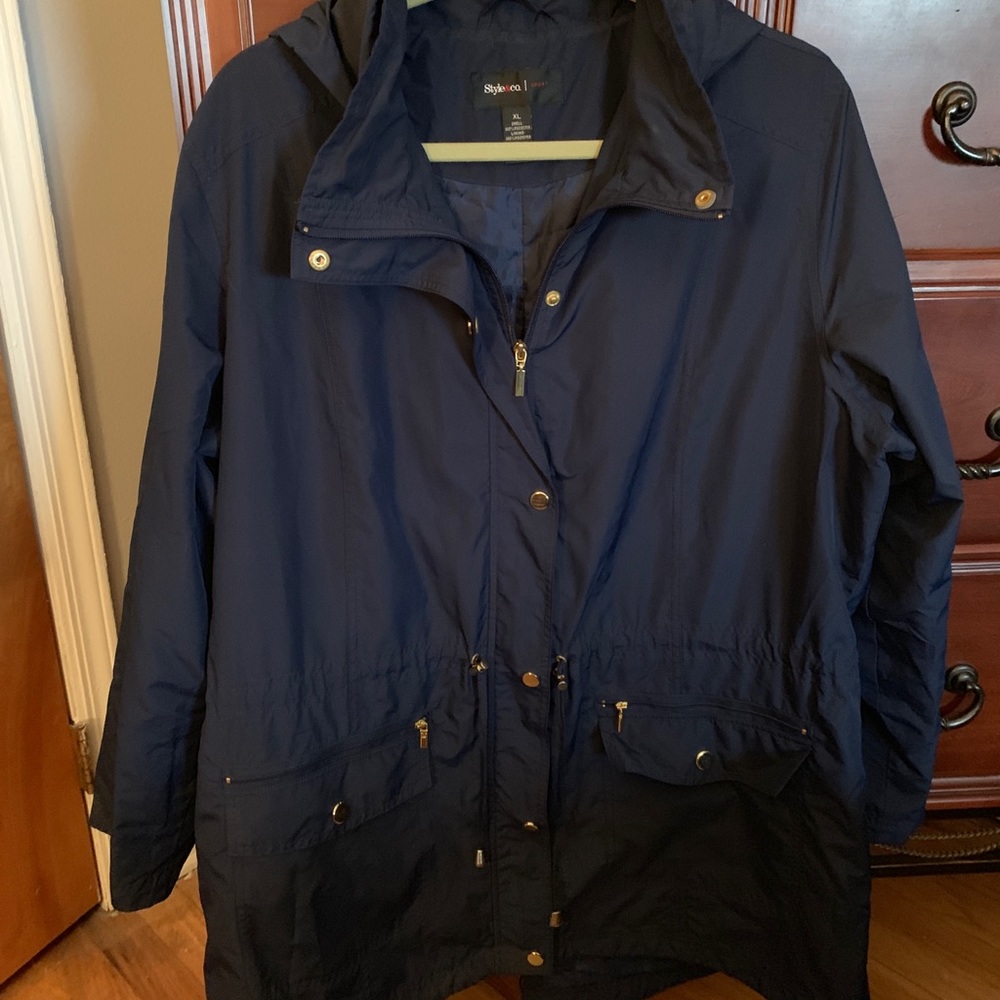 Style and company navy rain jacket